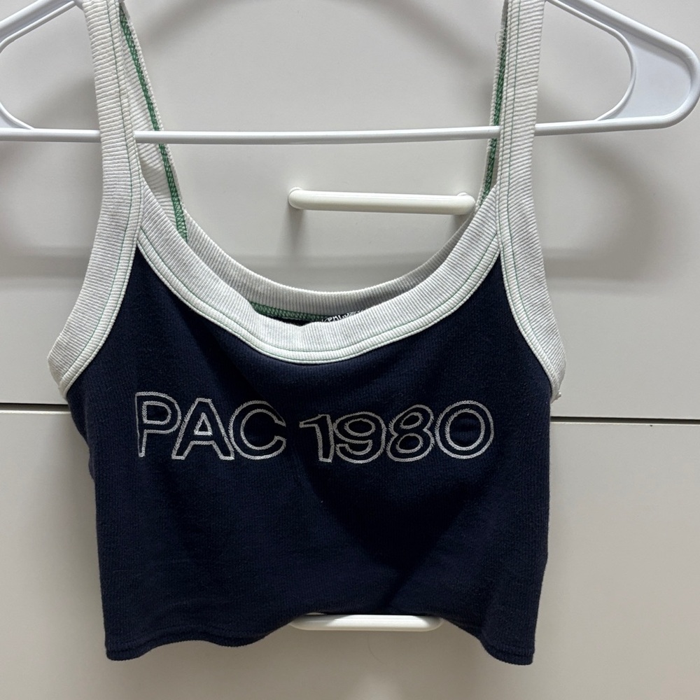 PacSun Navy and White Crop Top